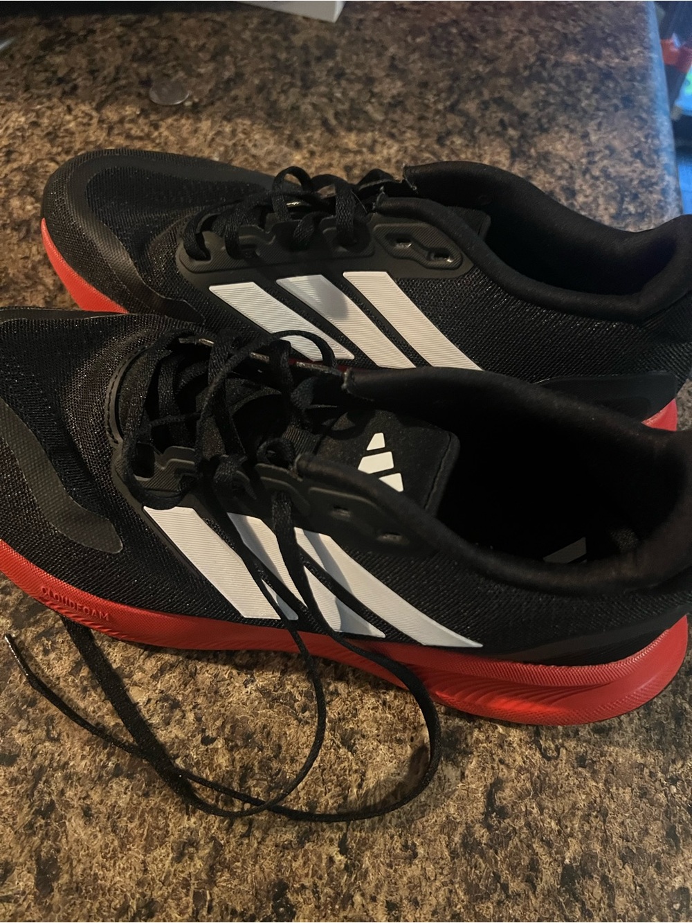 Adidas Men’s Black / orange Ortholite with White Stripes